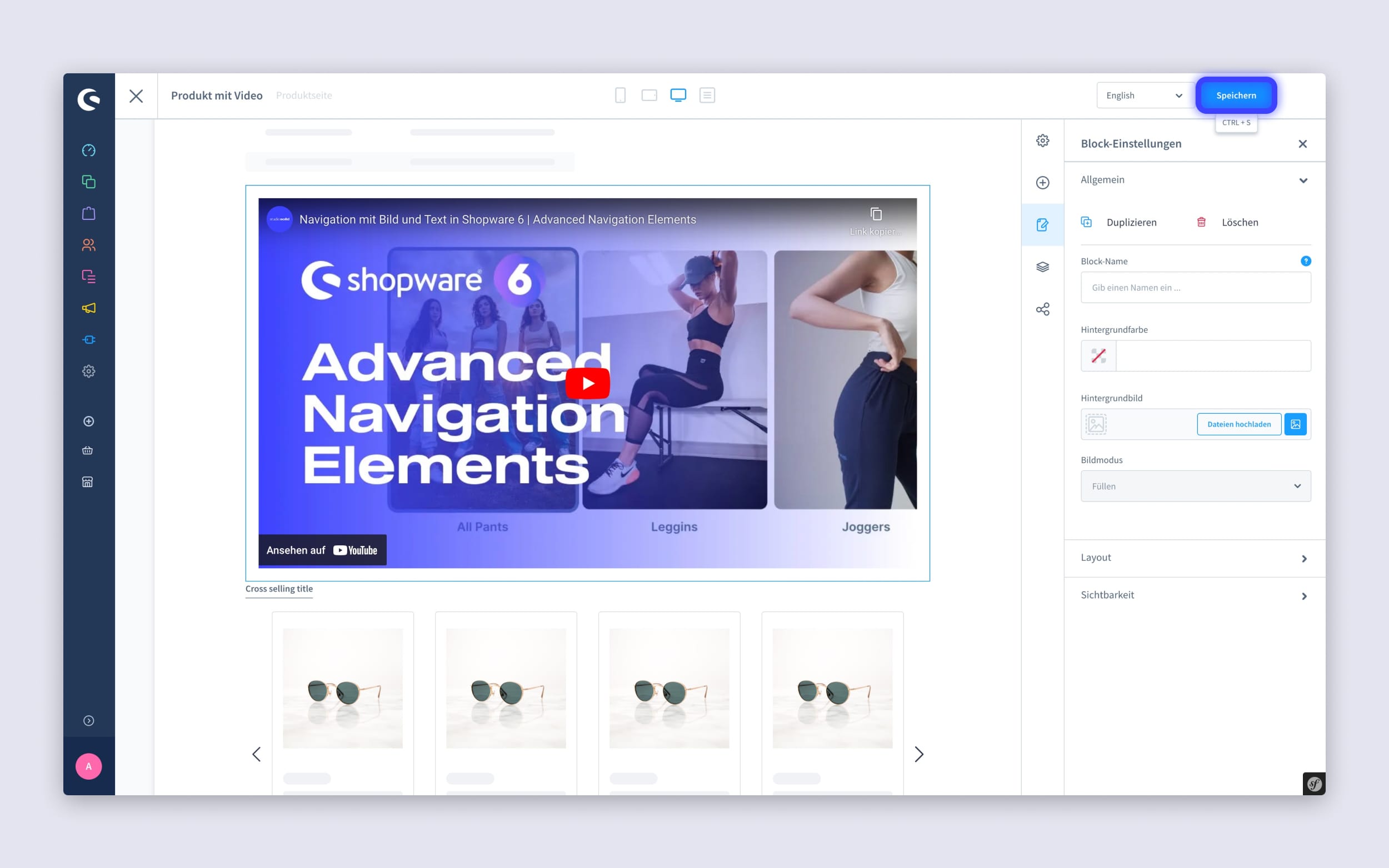 Videos für Produkte in Shopware 6 einbinden: Layout speichern